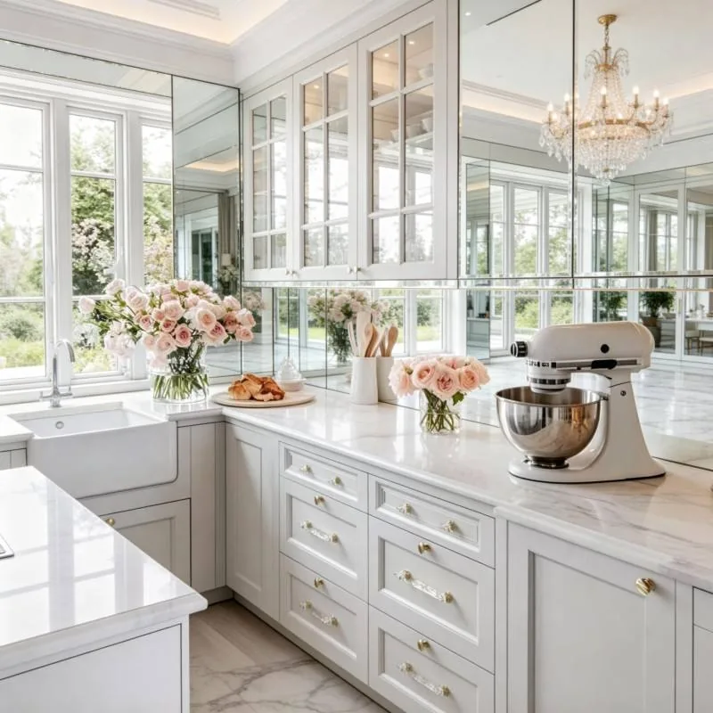 Light custom cabinet system in a bright interior