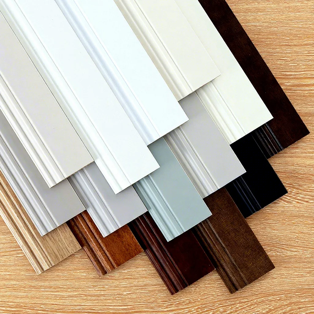 Finish samples in white, grey and wood tones