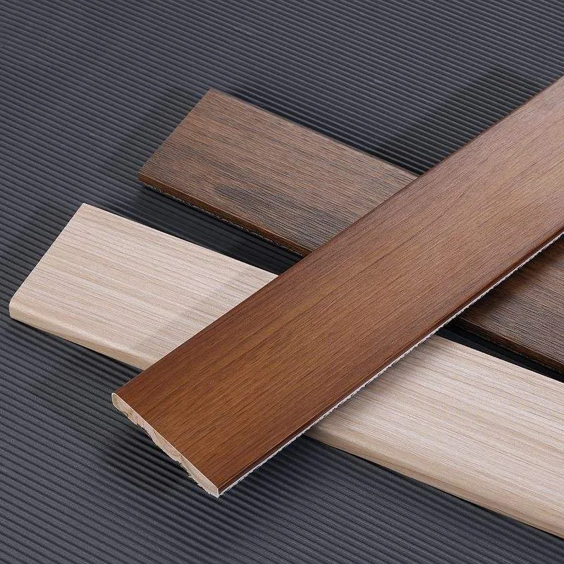 Wood-look flat profile finish samples used as a colour reference