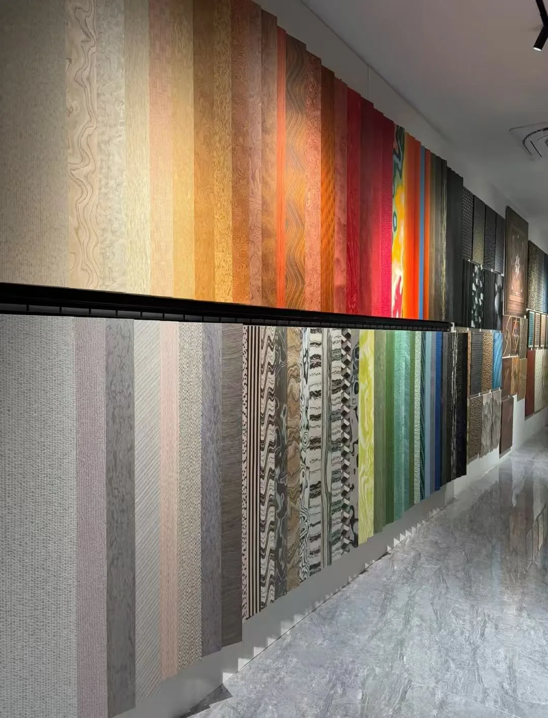 Wall panel finish and pattern sample display used as a selection reference