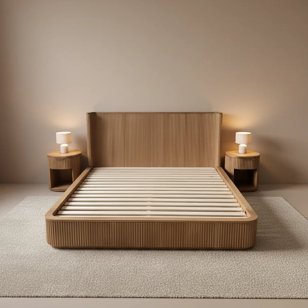 Bedroom furniture arrangement for a hotel room planning scenario